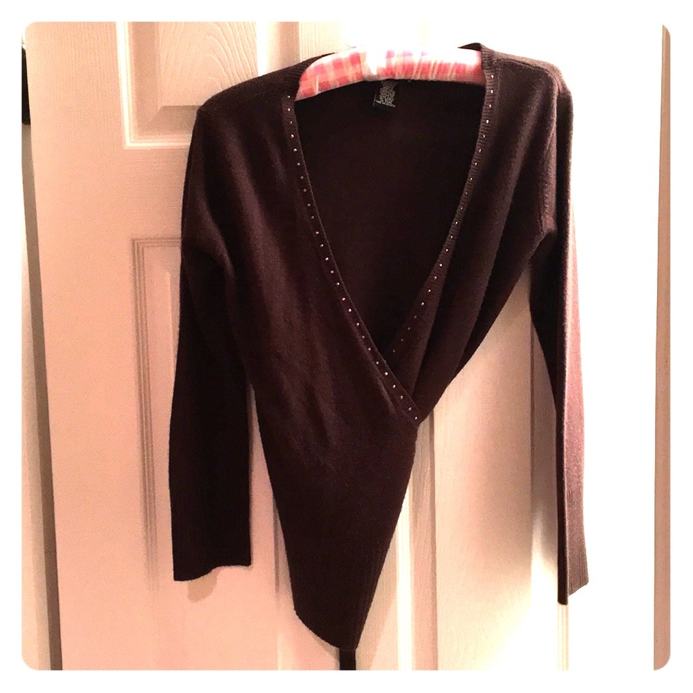 BCBG Dark brown wrapped sweater